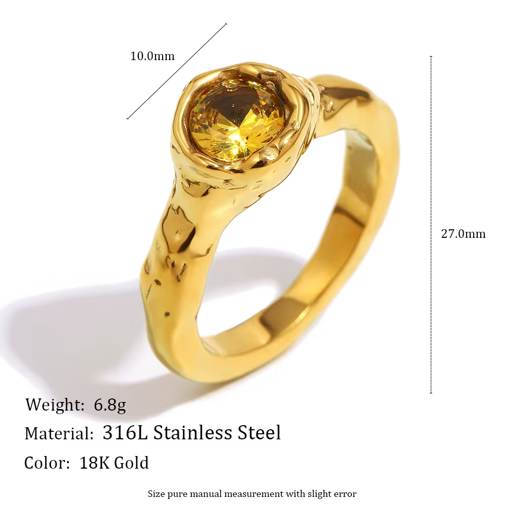 E.B.belle – bagues fines en Zircon pour femmes, brillantes, couleur Champagne unique, plaqué or, acc