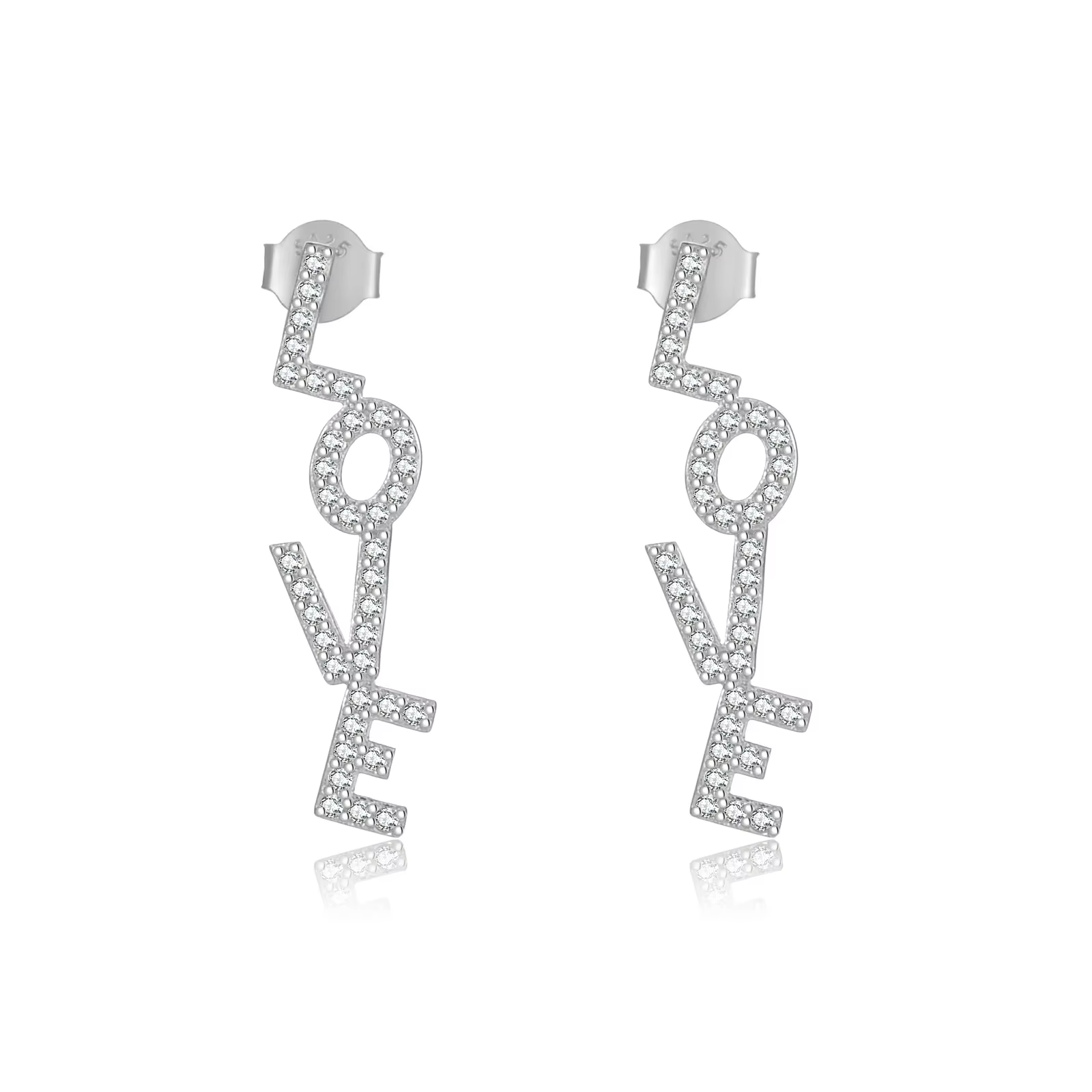 LOZOYA Boucles d'oreilles pendantes LOVE en argent sterling 925 avec zircon cubique, lettre, pour fe