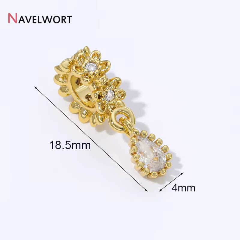 Pendentif en forme de goutte d'eau en laiton plaqué or 18 carats incrusté de zircon, pour la fabrica