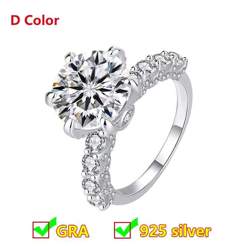 Bagues en argent sterling S925 avec moissanite 5 carats, bijoux de luxe pour femmes, bague de mariag
