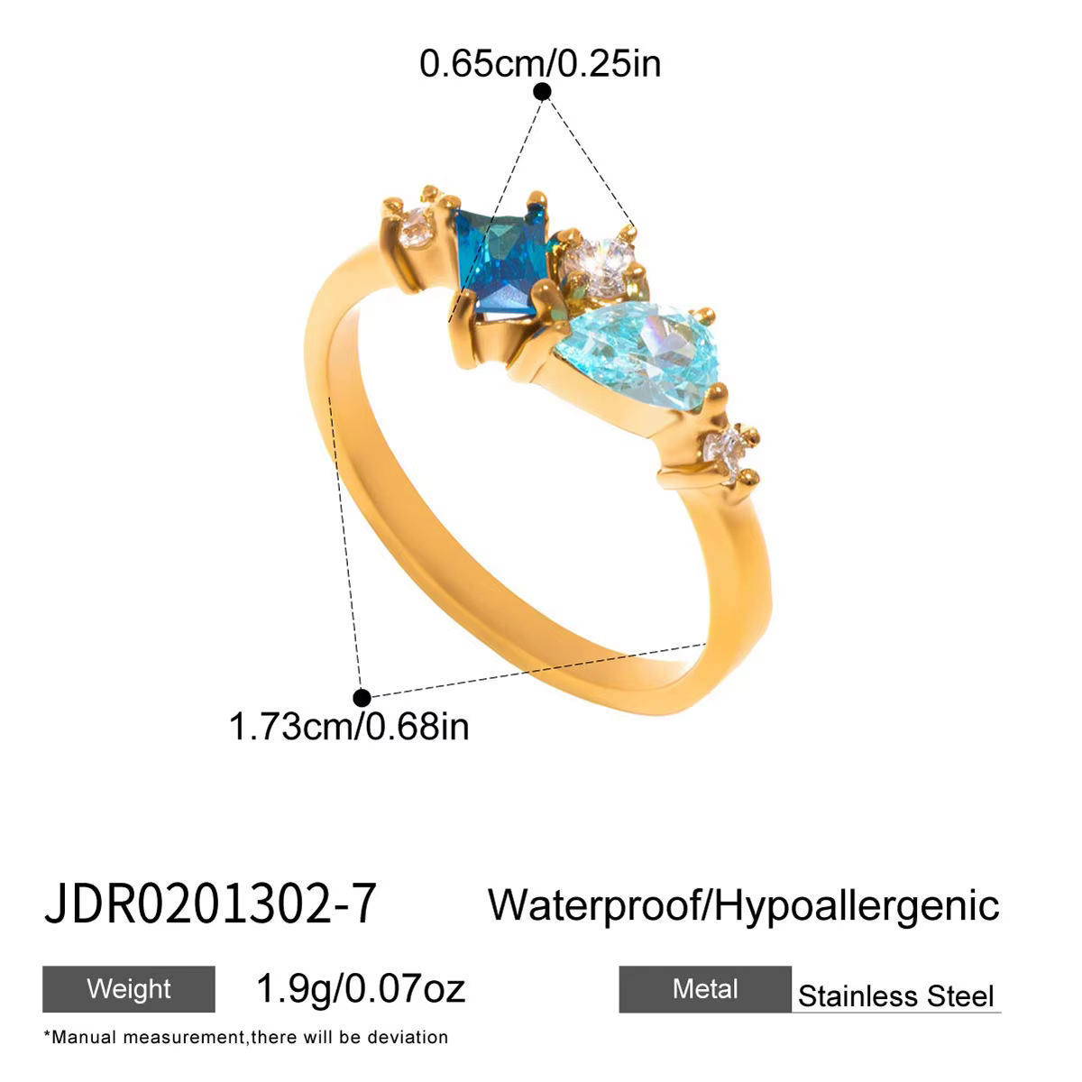 Bague Ars plaquée or 18 carats en acier inoxydable, fine, multi-zircon, empilable, non ternissable, 