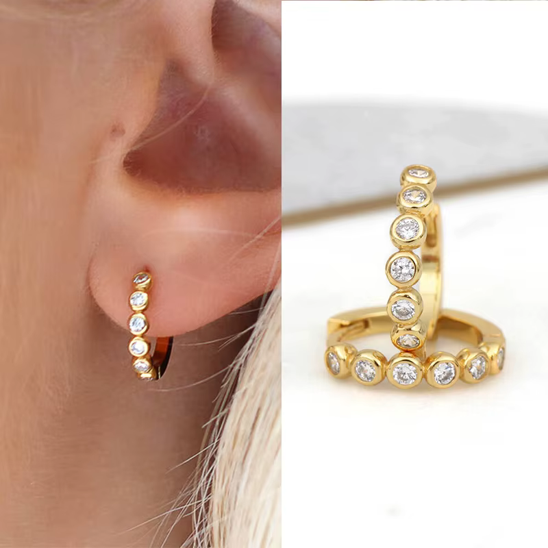Huitan – boucles d'oreilles créoles élégantes pour femmes, avec zircone brillante, accessoires tenda