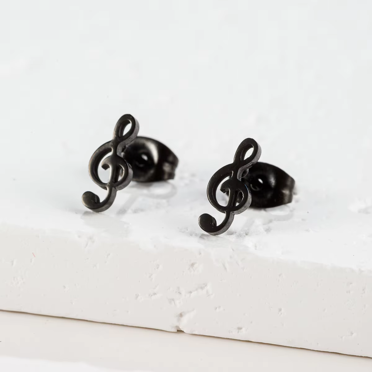 1 paire de Mini boucles d'oreilles musicales en acier inoxydable, jolis petits clous d'oreilles pour