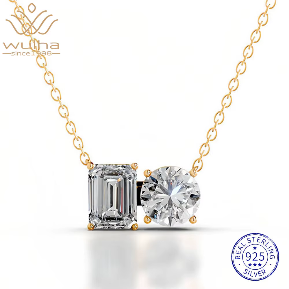 WUIHA 925 argent Sterling VVS1 D couleur émeraude coupe GRA véritable Moissanite pierre précieuse ma