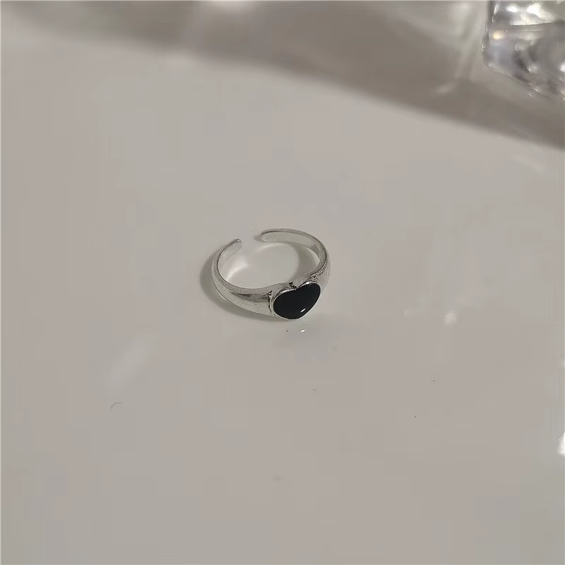 2022 Kpop – bague Vintage Y2K en métal noir, grande croix épines cœur, anneau ouvert pour femmes, BF