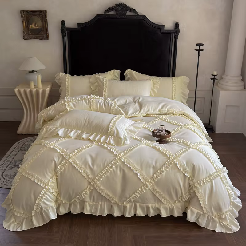 Parure de lit à volants Style princesse française, ensemble de literie Double, King, Queen Size, hou
