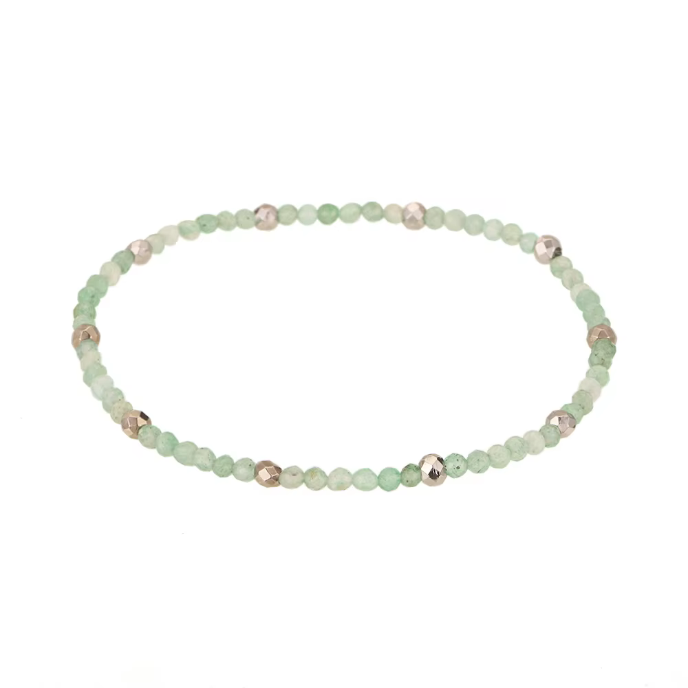 E.B.belle 2mm perles de pierre naturelle collier ras du cou Bracelet plaqué or 18K 316L acier inoxyd