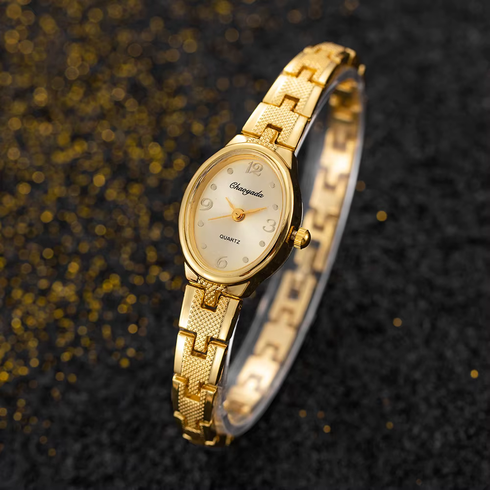 Montre-Bracelet en or de luxe pour femmes, marque supérieure, mode, cadran ovale, analogique, Quartz