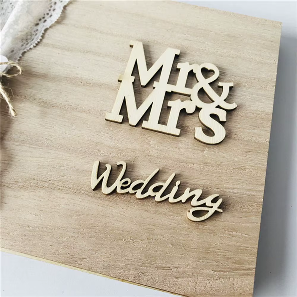 Cadeaux en bois pour invités, fournitures pour fête de mariage, cadre photo, livre d'or, panneaux de