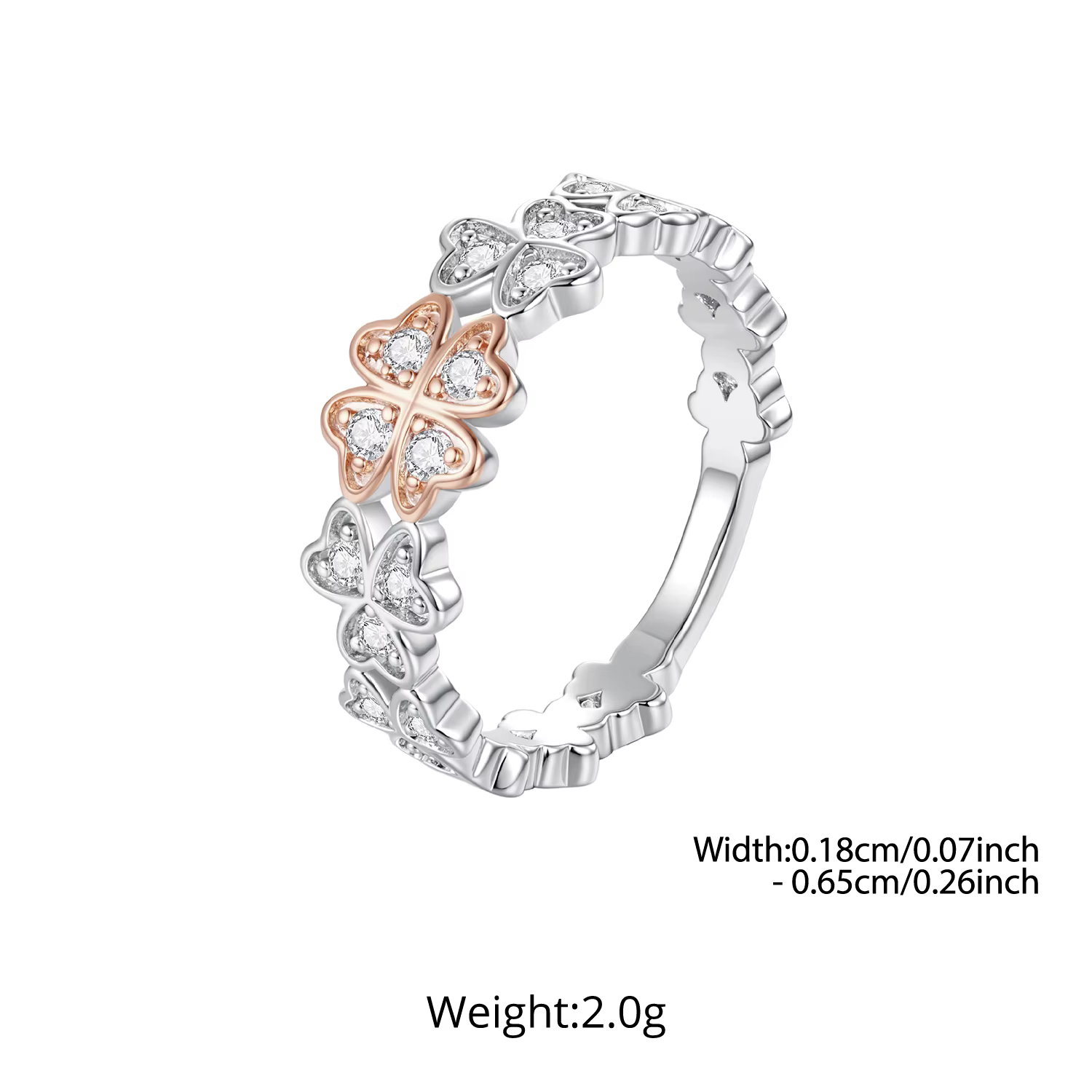 BAMOER – bague feuille porte-bonheur plaquée or 925 14K, bague bicolore plaquée or blanc pour jeunes