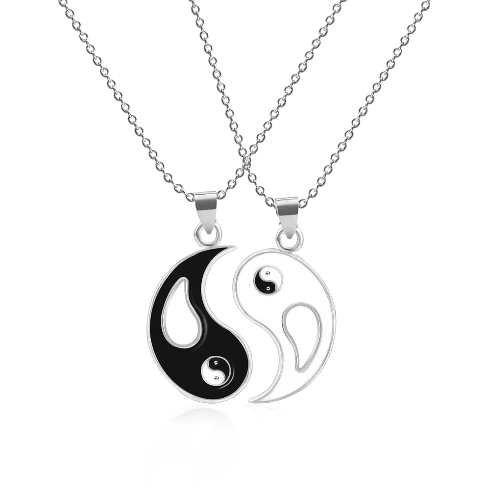 Mode acier inoxydable Yin Ying Yang pendentif collier noir blanc collier amitié hommes lien chaîne c