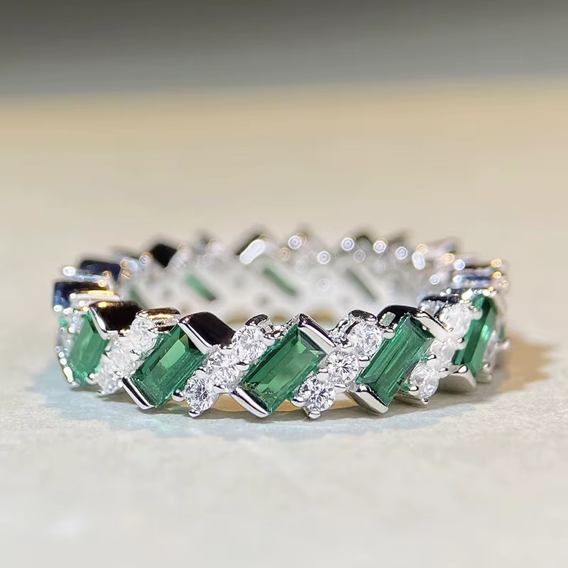 Huitan luxe à la mode dame scintillant bague brillant vert/blanc CZ bijoux pour fiançailles mode lux