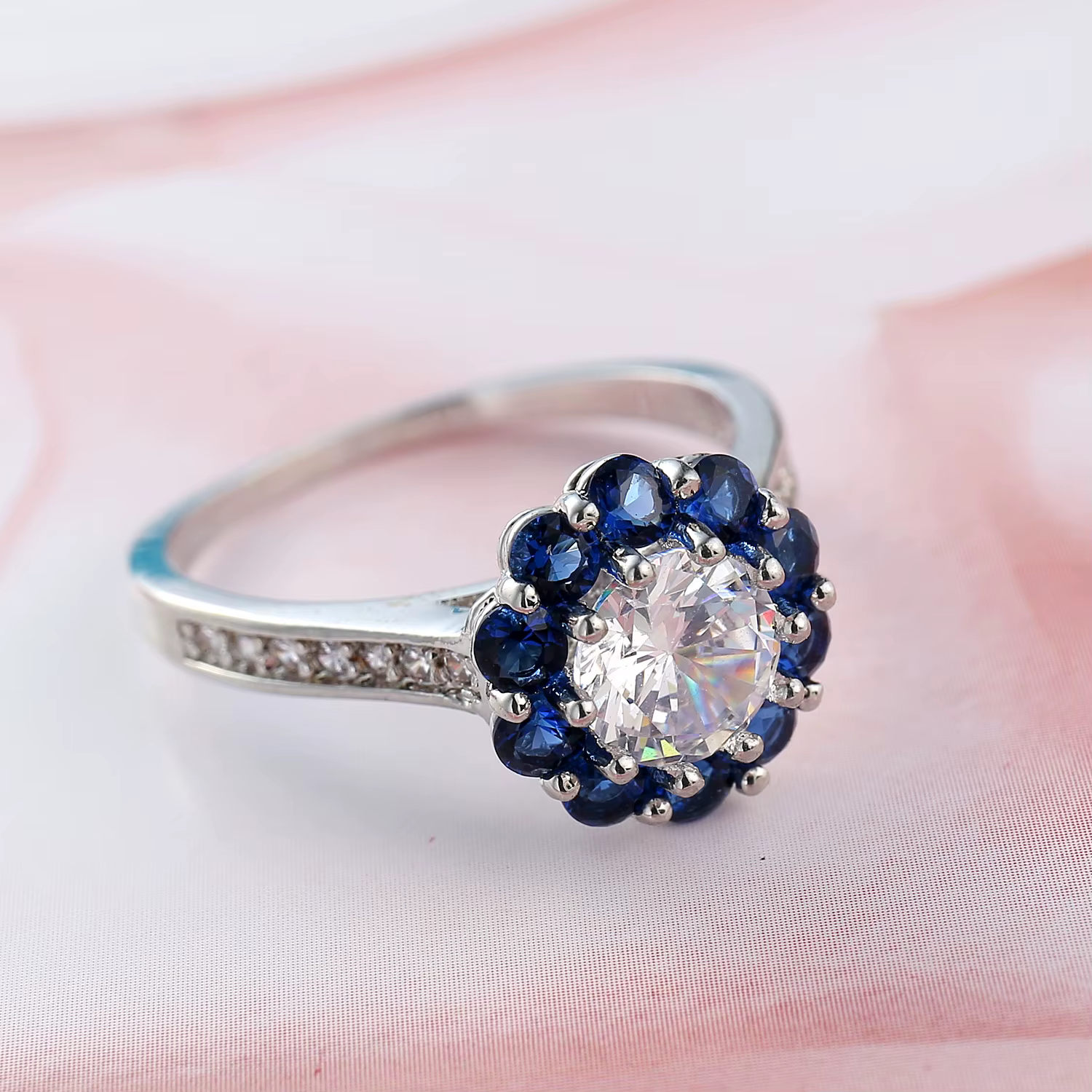 Bague en argent Sterling 925 pour femmes, nouvelle fleur bleue incrustée d'infini, Zircon CZ, conçue