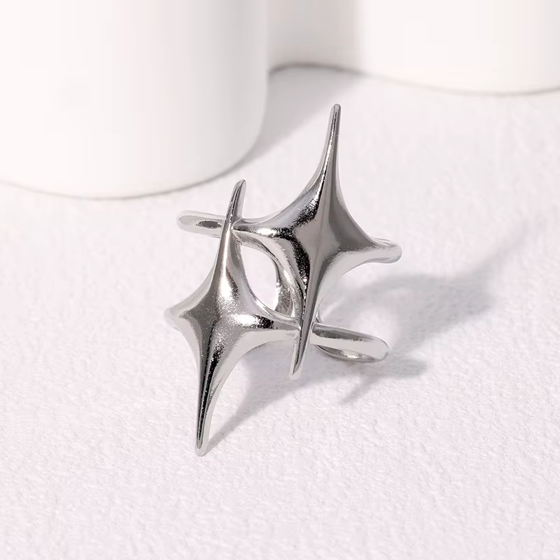 Bague en acier inoxydable pour femmes, Punk Vintage Y2K, croix étoile ouverte, mode Couple, bijoux c