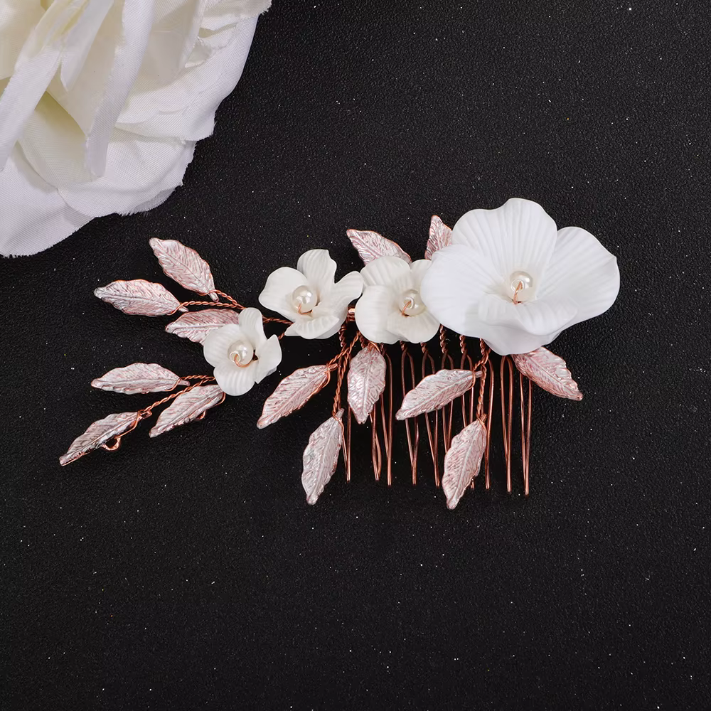 Accessoires pour cheveux de mariage, peigne à cheveux de mariée à fleurs argentées pour femmes, couv