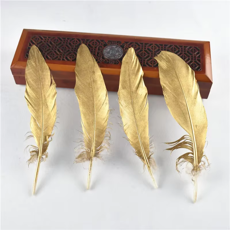 Plumes d'oie dorées pour travaux d'aiguille, 15-20cm/6-8 pouces, accessoires artisanaux, décorations