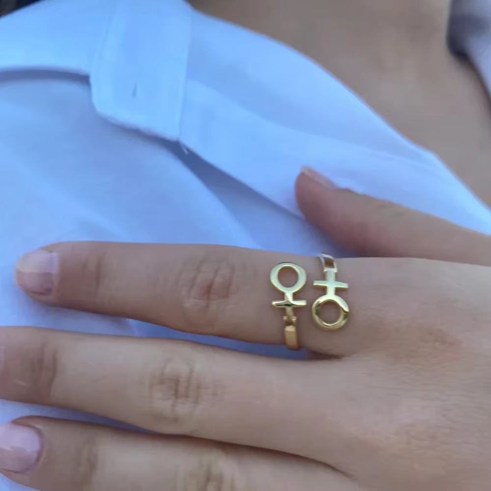 Bague en Acier Inoxydable pour Lesbiennes, Bijoux Féministes Élégants pour Femme