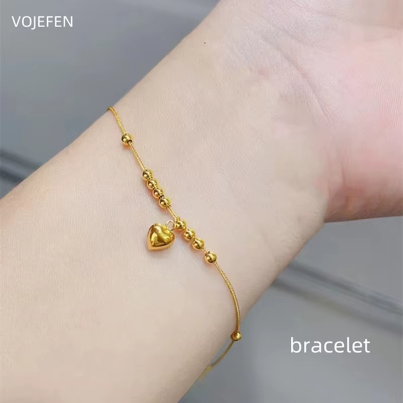 VOJEFEN-Ensembles de bijoux en or véritable 18 carats pour femmes, bracelet et colliers de la présid