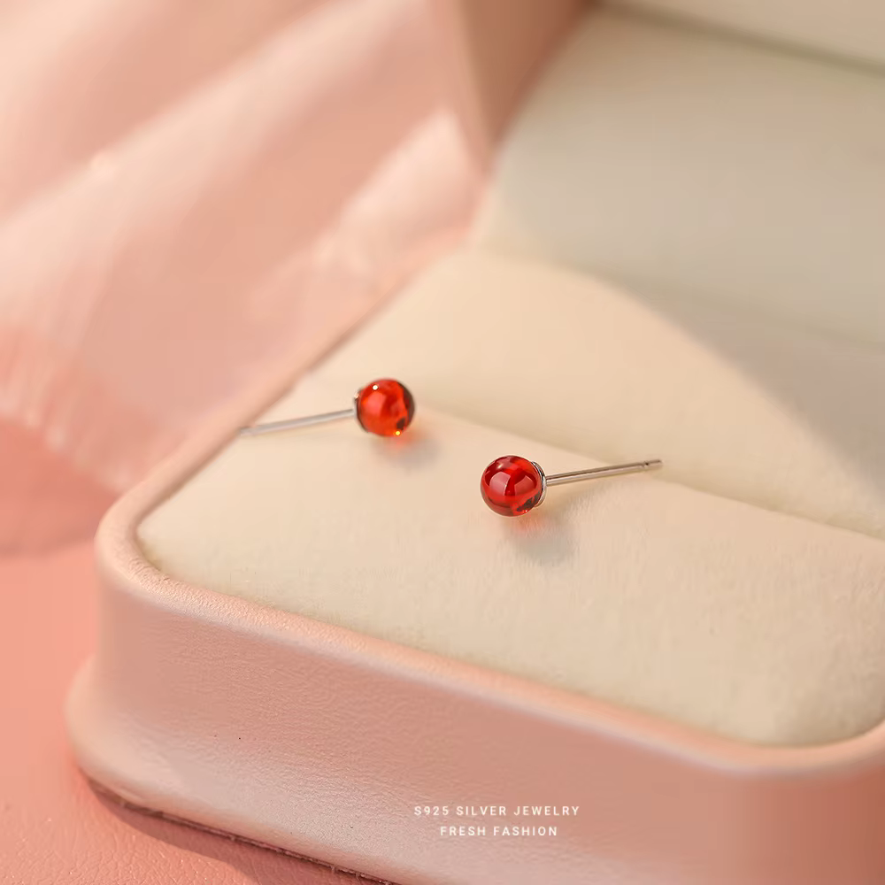 Boucles d'oreilles en argent Sterling S925 grenat rouge exquis pour femmes, bijoux