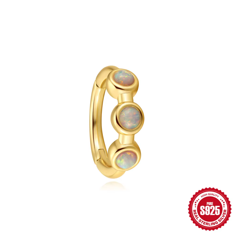 ROXI 925 en argent Sterling classique rond opale nez anneau boucles d'oreilles pour les femmes à la