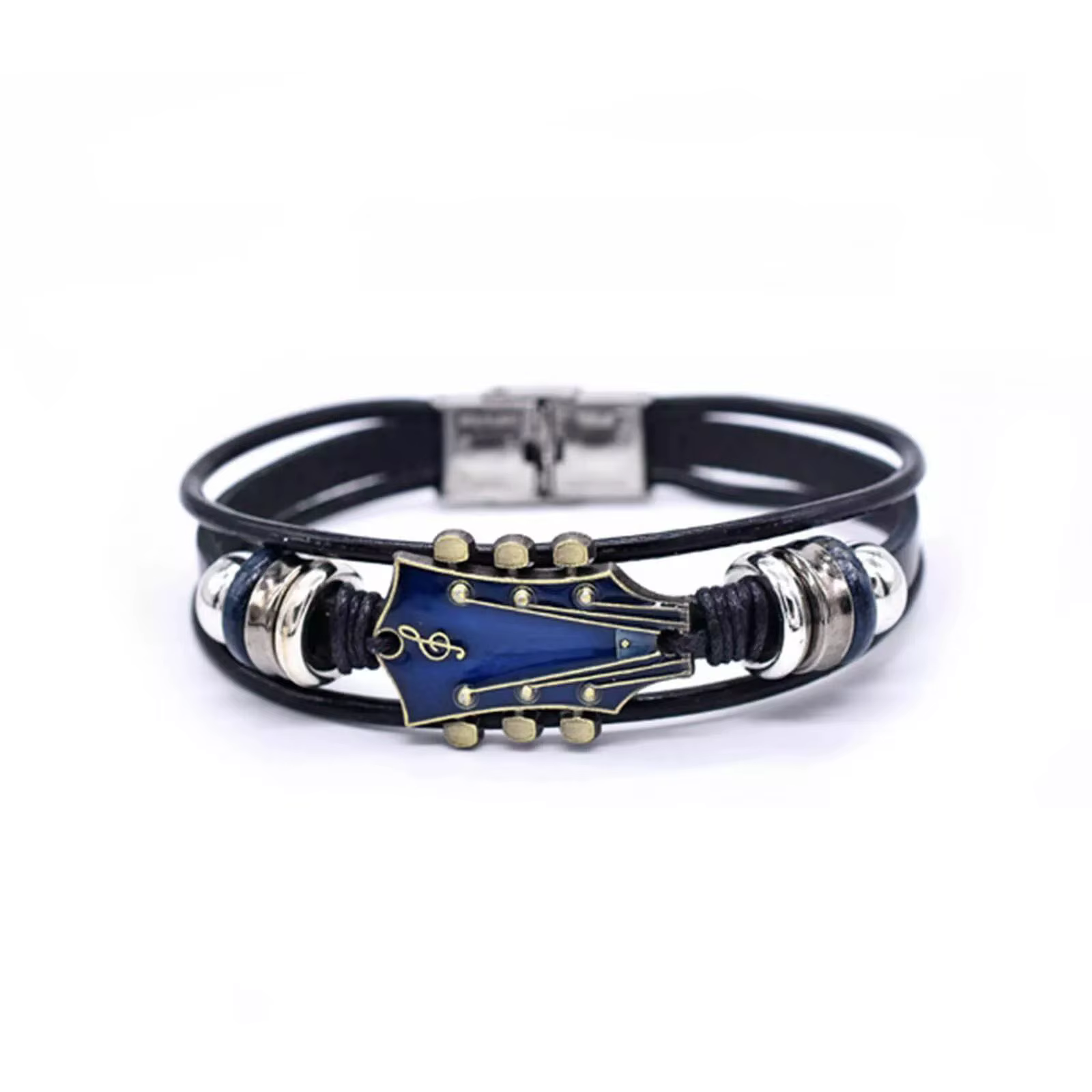 Bracelet en cuir véritable pour homme, bijou de musique, idéal pour festival et concert
