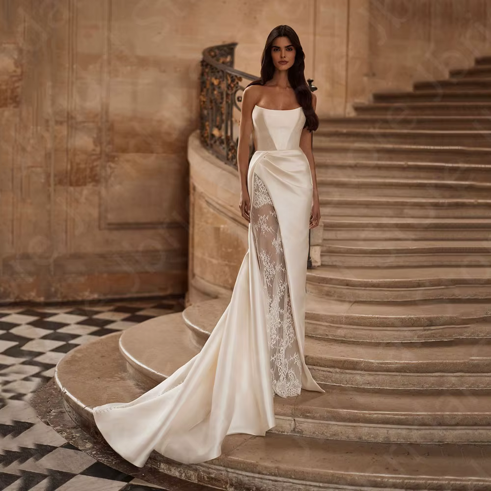 Personnalisé 2025 dernières robes de mariée dentelle sirène robes de mariée manches longues robes de