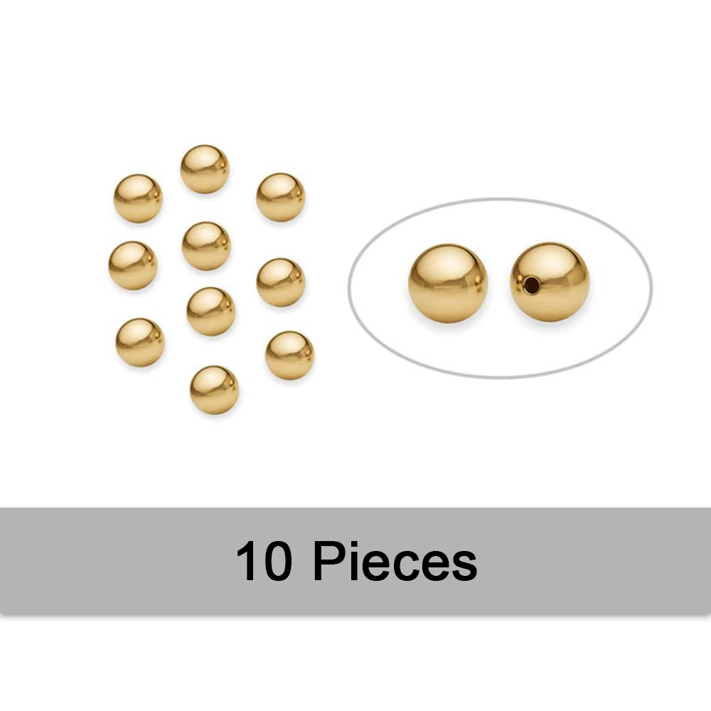 Perles rondes sans soudure en or véritable 14 carats pour la fabrication de bijoux, accessoires DIY 