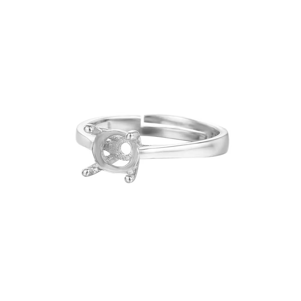 Support de bague ajustable en argent 925 plaqué or pour pierres précieuses rondes facettées de 4,5 m