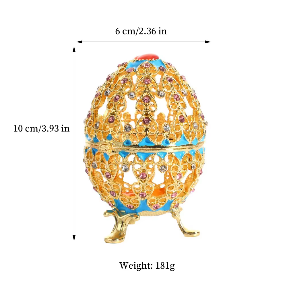 Boîte de rangement de bijoux en forme d'œuf, organisateur de pierres précieuses incrustées, pot de r