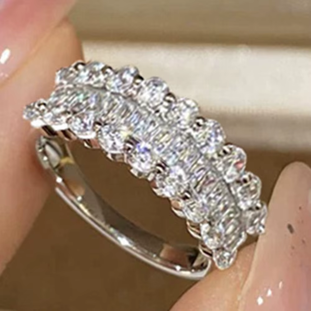 Vinregem Lab Sapphire – bague de fiançailles en diamant à haute teneur en carbone pour femmes, allia