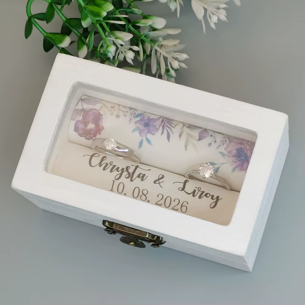 Boîte à alliances personnalisée, boîte à alliances pour cérémonie de mariage, boîte à alliances avec