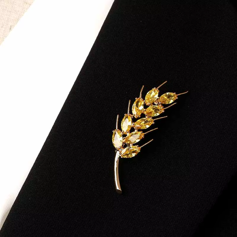 Broche d'oreille de blé en cristal de luxe, haut de gamme, tempérament Anti-défaillance, foulard en 