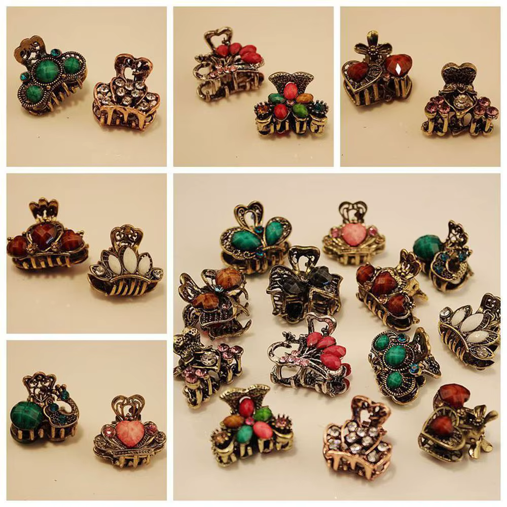 Épingles à cheveux en résine couronne papillon vintage, pince à cheveux griffe BarCord, mini pince à