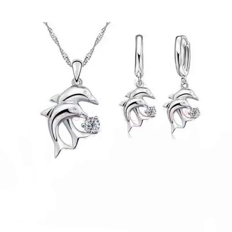 Doule DolDave-Ensemble de bijoux en argent regardé 925, pendentif cubique blanc, contre-indiqué, col