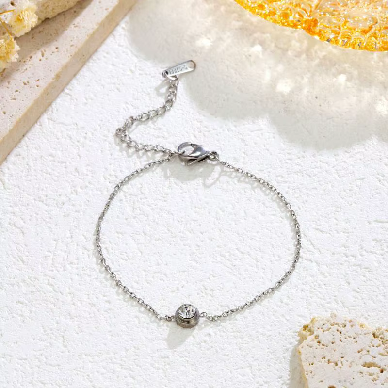 Bracelet en acier inoxydable 316L pour femmes, Zircon brillant, mode exquise, couleur or, chaîne à m