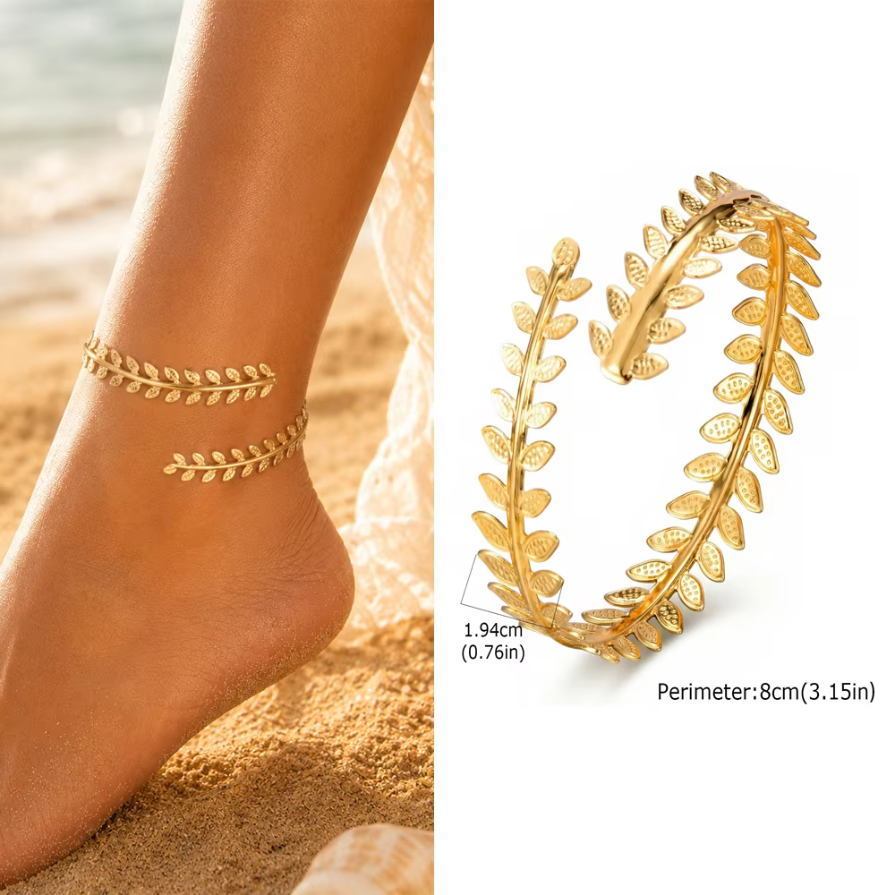 Bracelets de cheville plaqués or exquis pour femmes, minimalistes, ajustables, de forme incurvée, bi