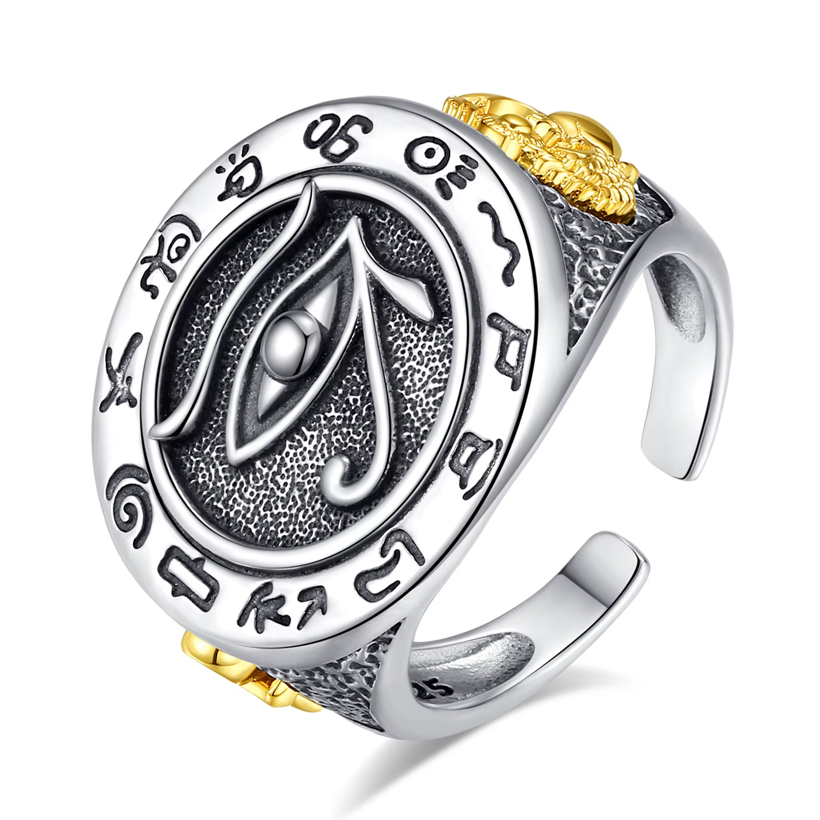 Eudora-Bague Ajustable en Argent Sterling 925 pour Homme et Femme, Mauvais Œil, Vintage, Runes, Ankh