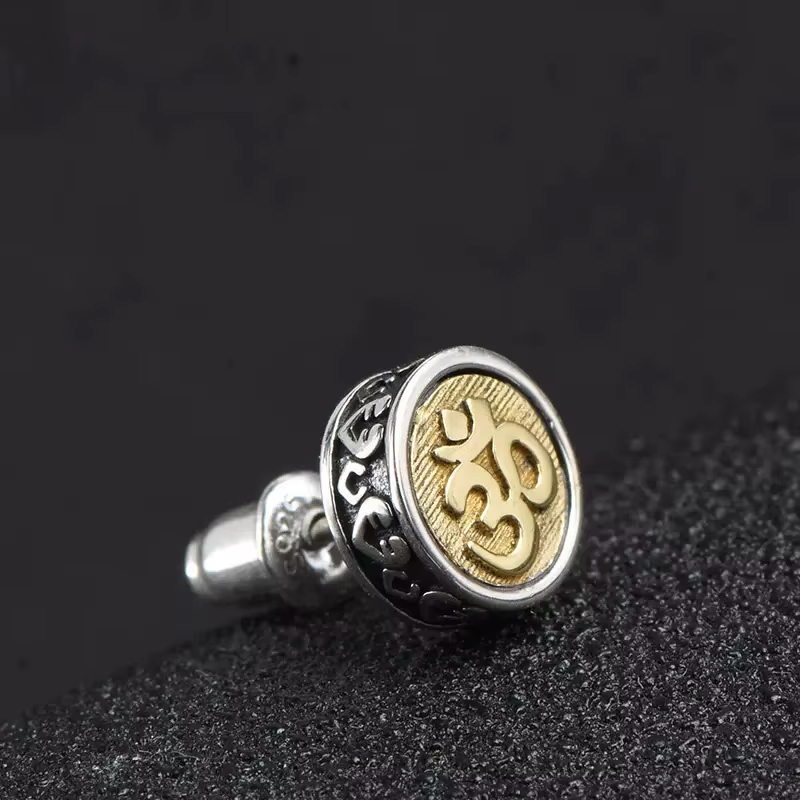 Boucles d'oreilles symbole bouddhiste tibétain Zen OM, bijoux à clous Mantra sacrés pour hommes et f