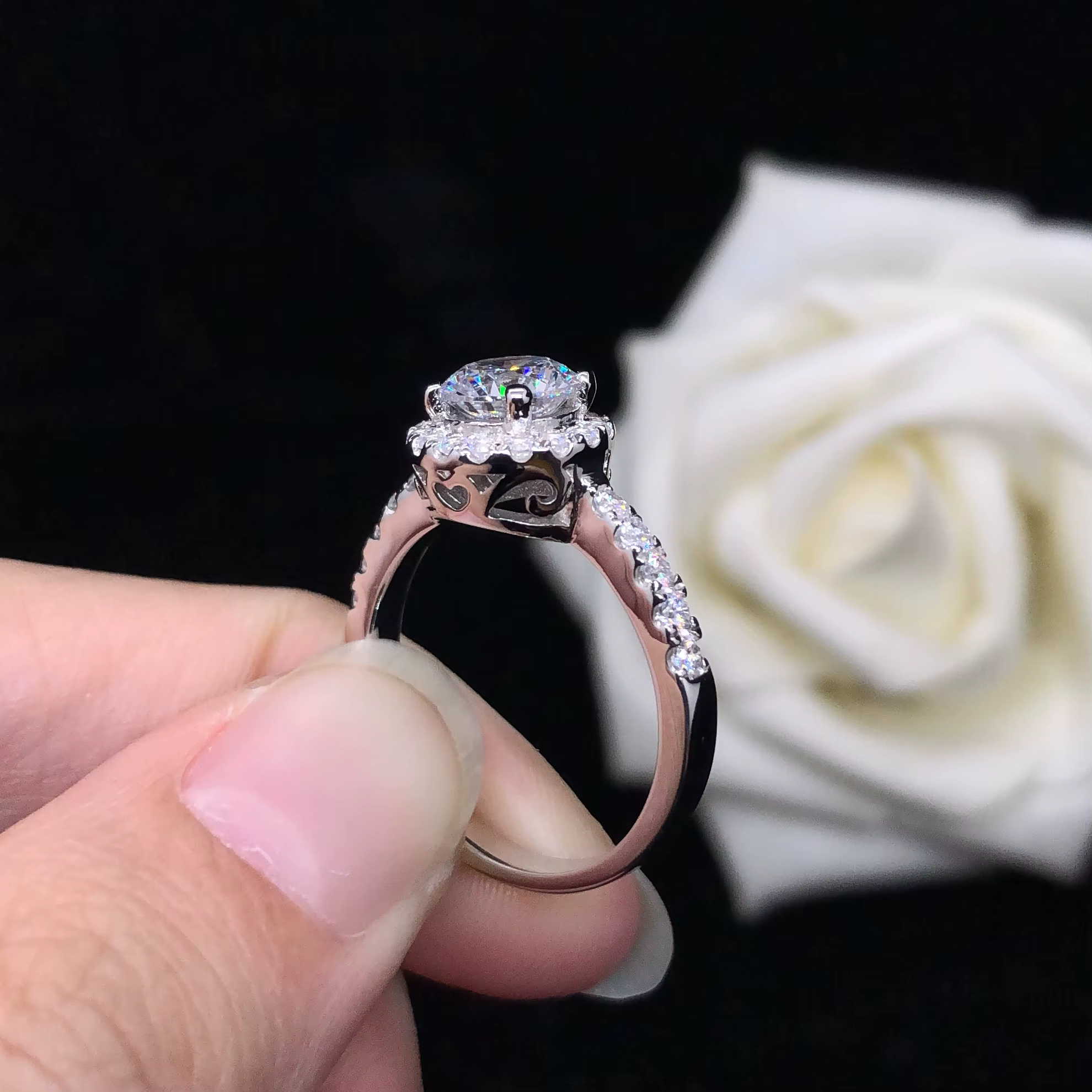 Bague en or blanc 14K AU585, bijoux Nobby 0.5/1.0/1.5Ct 5.0/6.5/7.5mm D VVS1, bague en diamant Moiss