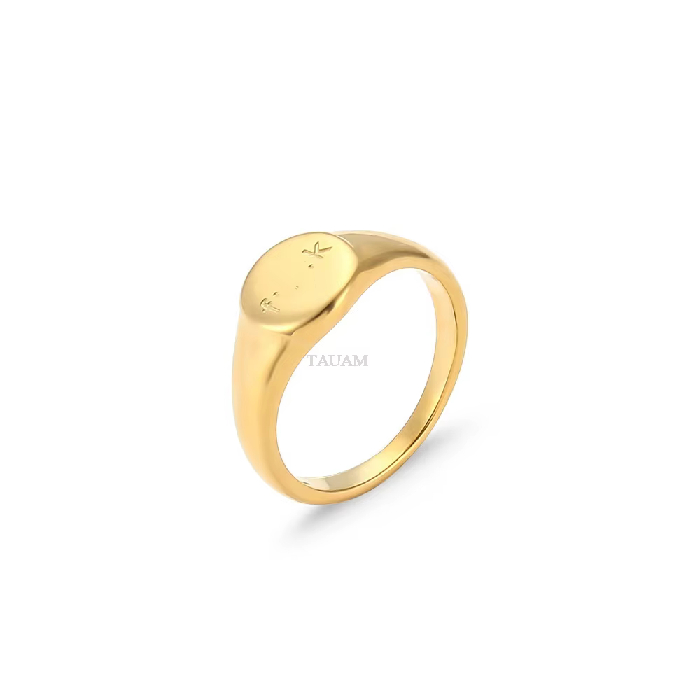 Nouvelle lettre Kpop hors anneaux bijoux sans ternissement en acier inoxydable plaqué or 18 carats c