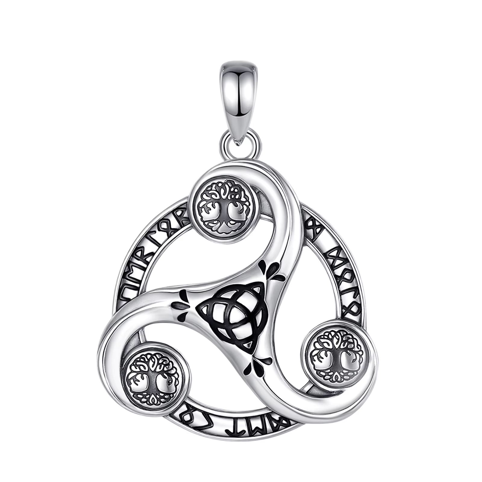 Eudora 925 argent Sterling noeud celtique spirale Triquetra collier Viking Runes amulette pendentif 