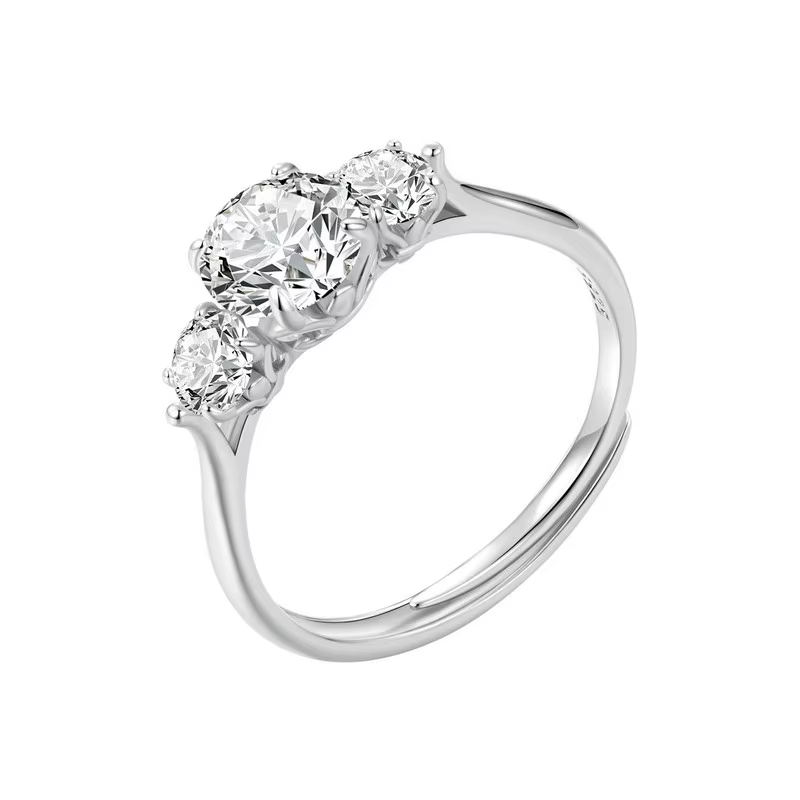 BAMOER-Bague ronde Moissanite pour femme, plaquée or blanc, document D VVl's, diamant de laboratoire