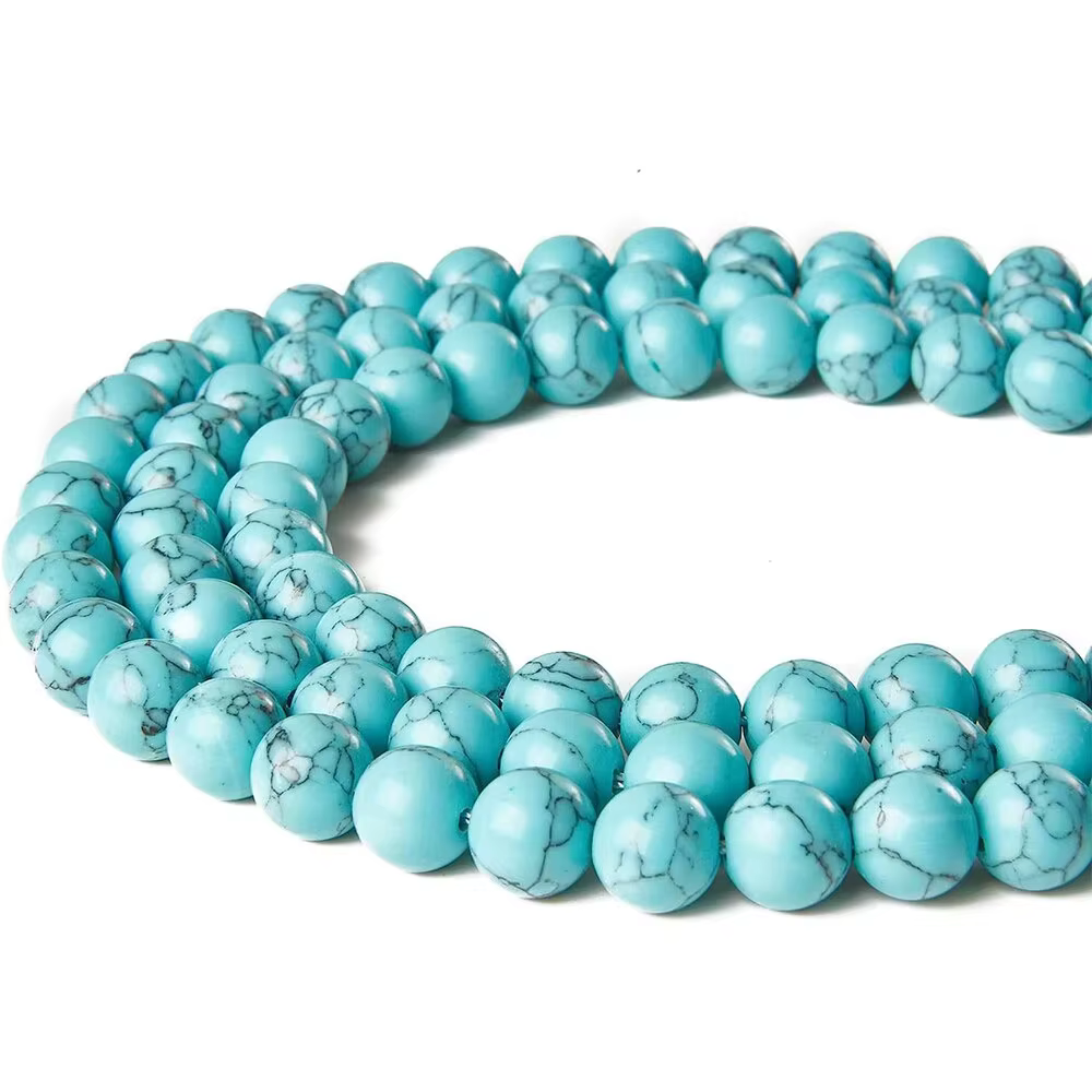 Perles de turquoise bleue 4/6/8/10 mm, perles de pierres précieuses naturelles AAAAA, perles rondes 