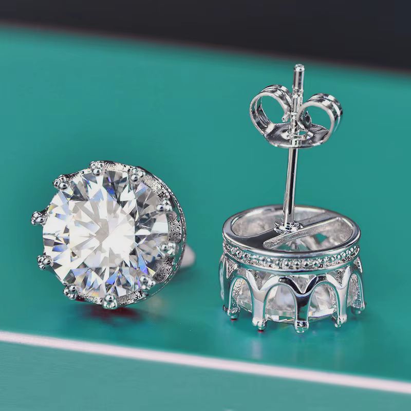 Boucles d'oreilles en argent sterling 925 véritable avec zircon, clous d'oreilles en argent cubique 