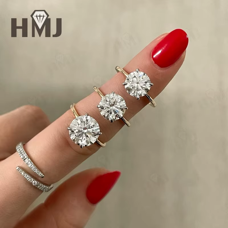 Bague Solitaire de fiançailles en or 10K18K personnalisable, 1CT 5CT, taille émeraude rayonnante VVS