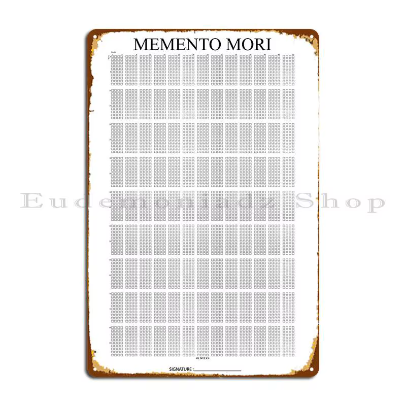 Memento Mori avec Signature Life Calendar Metal Sign, Mural, Wall Decor, Cinema, btPoster, 18/Sign, 