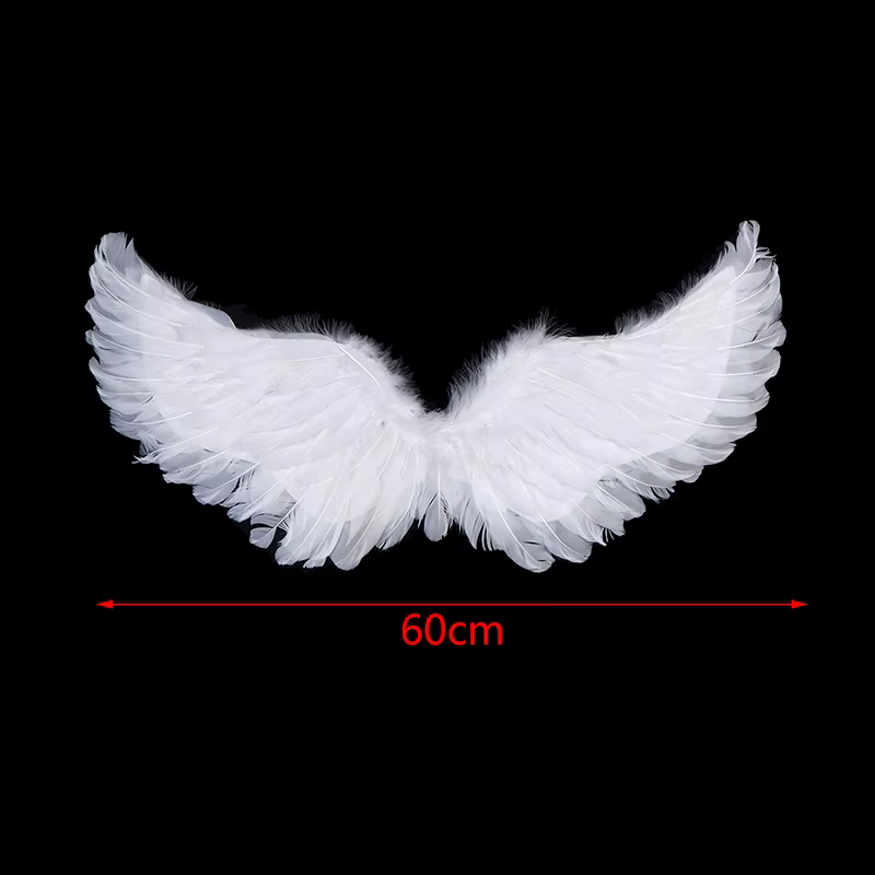 Ailes de plumes d'ange blanches pour enfants et adultes, baguette magique Halo, bretelles élastiques