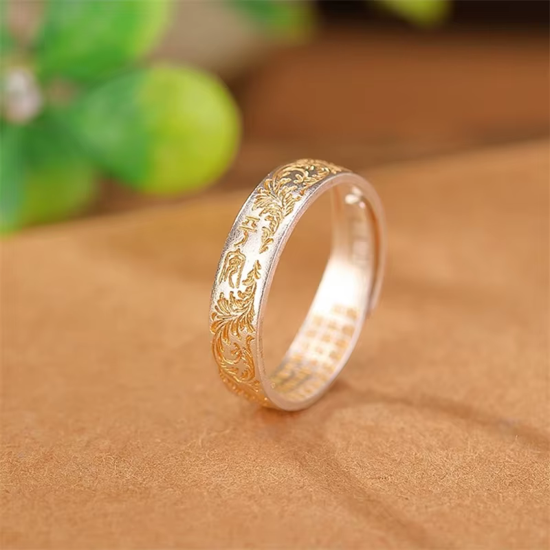 ChimGolden-Bague Fleur Lignes pour Femme, Accessoires de Mariage, Bénédiction Coeur Sutra, Bijoux Ré
