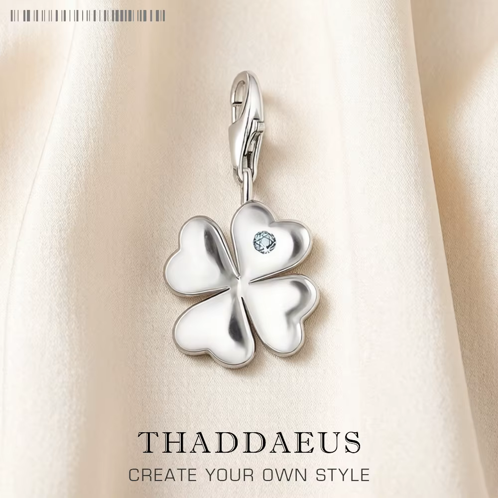 Breloque feuille de trèfle en argent Sterling 925, bijoux de Club de Style européen pour femmes et h