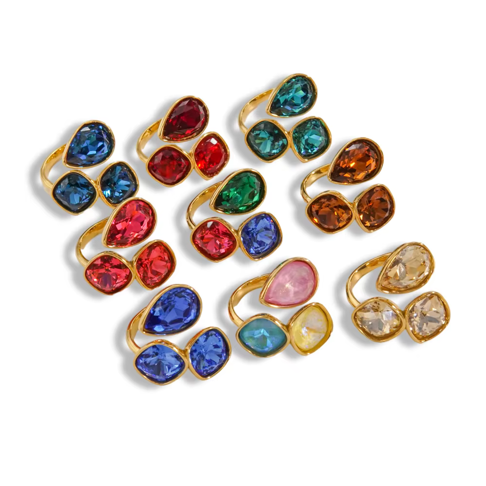 CARLIDANA bijoux de mode anneaux ouverts plaqué or 18 carats en acier inoxydable Simple multicolore